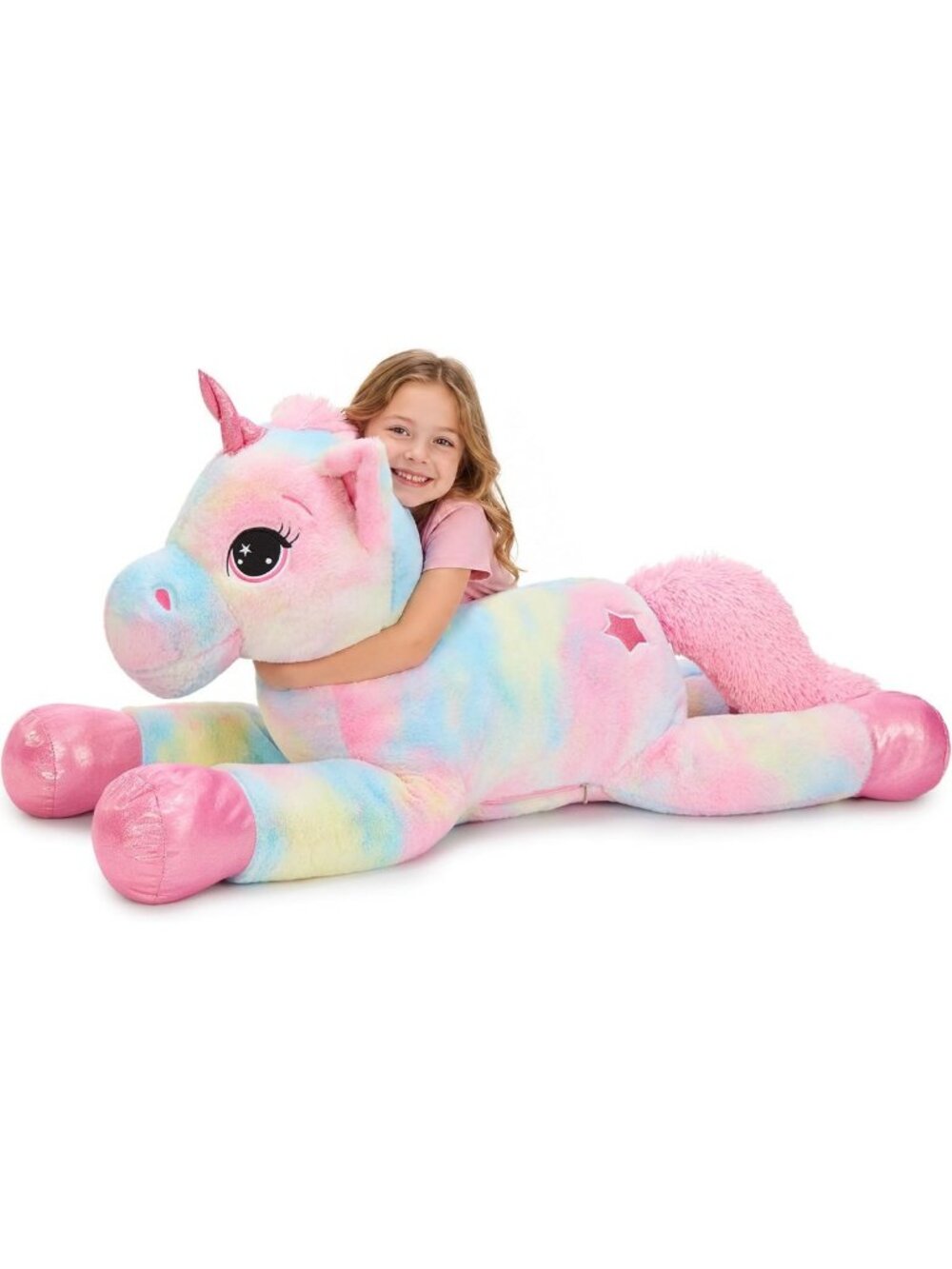Giant 43.4" Pink Unicorn Stuffed Animal Plush Toy - Cute & Cuddly Gift